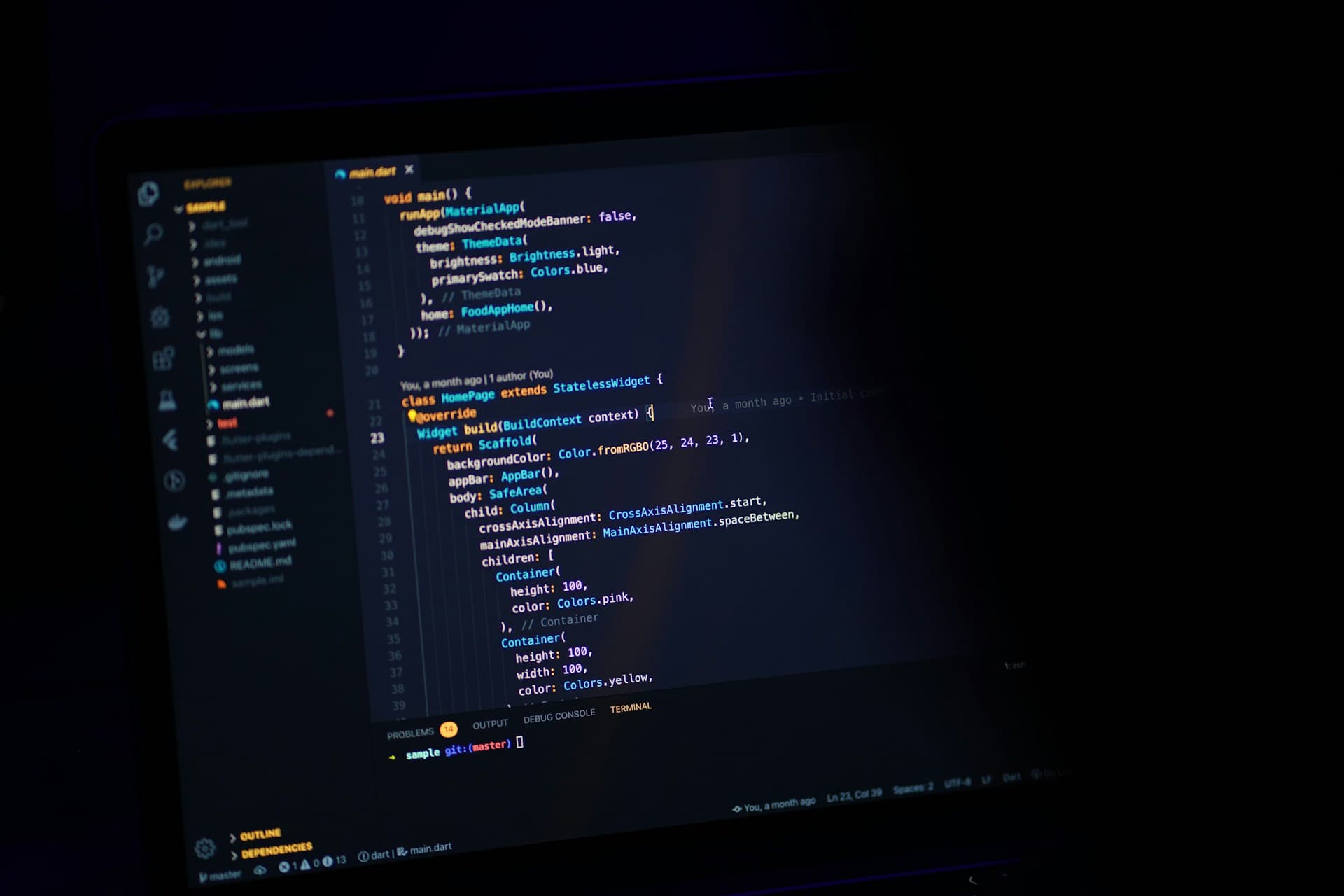 Visual Studio Code in dark