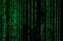 Green matrix-style code on a dark screen, evoking large language model inference and terminal-driven agents